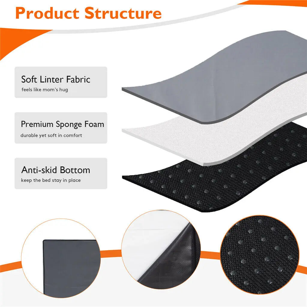 Dog Bed Orthopedic Memory Foam Base With Washable Cover