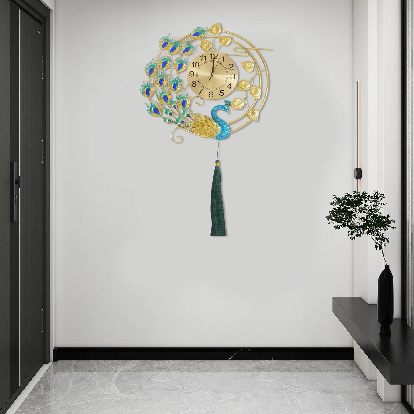 Peacock Metal Wall Clock Silent Quartz Wall Mounted Art Clock