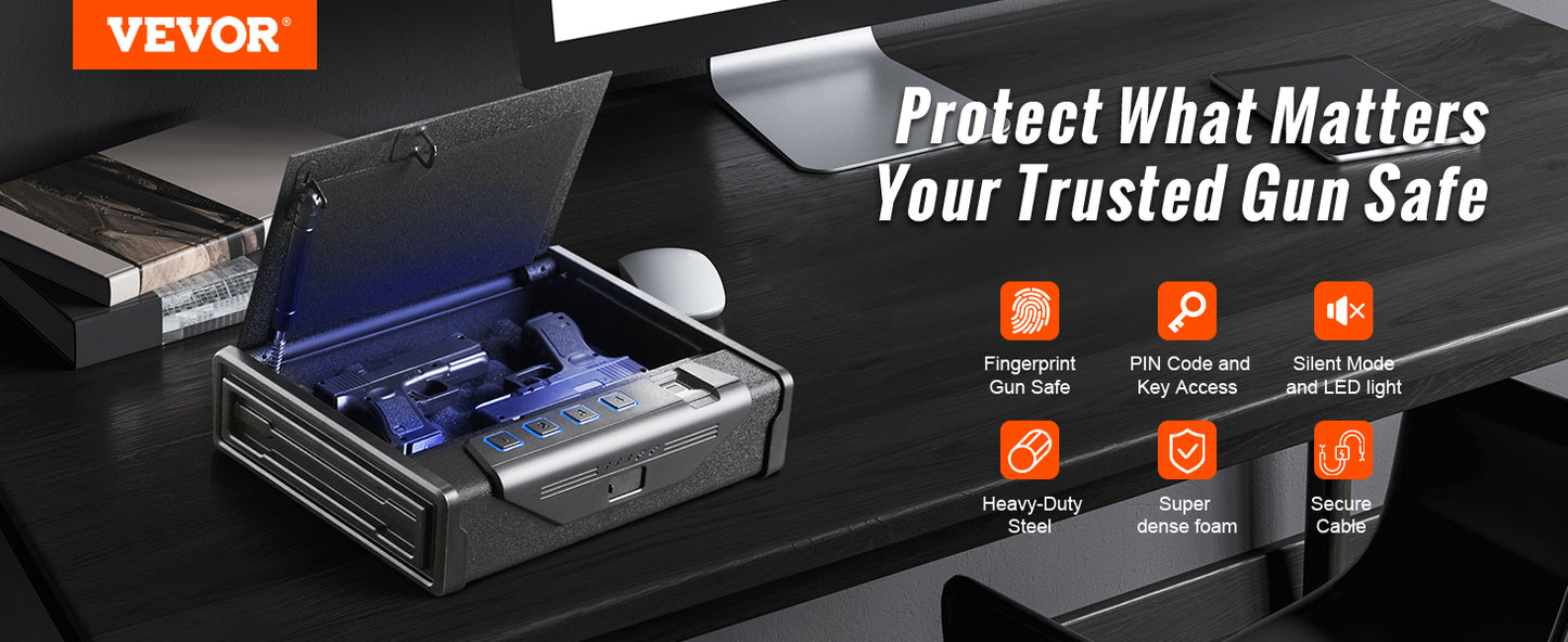 VEVOR Pistol Safe With Three Way Quick Access Biometric Lock