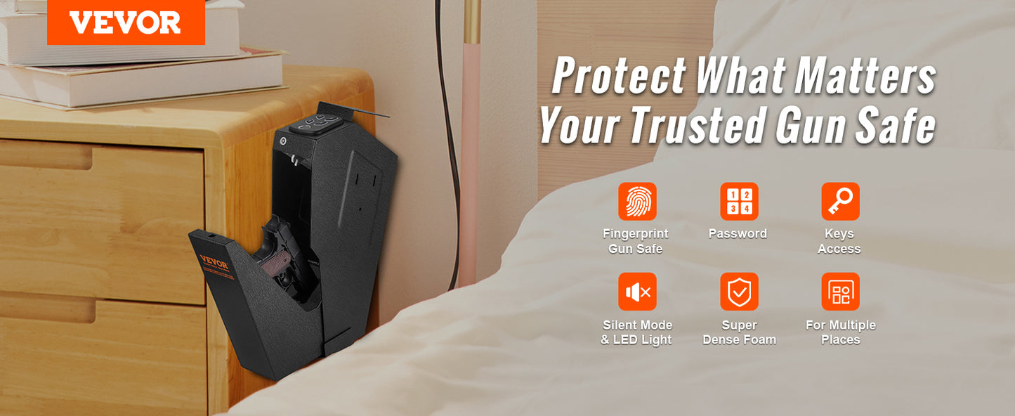 VEVOR Pistol Safe With Three Way Quick Access Biometric Lock